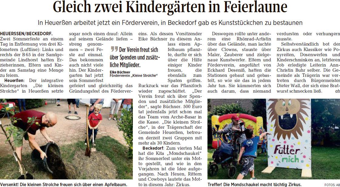 Presseartikel "Gleich zwei Kindergärten in Feierlaune"